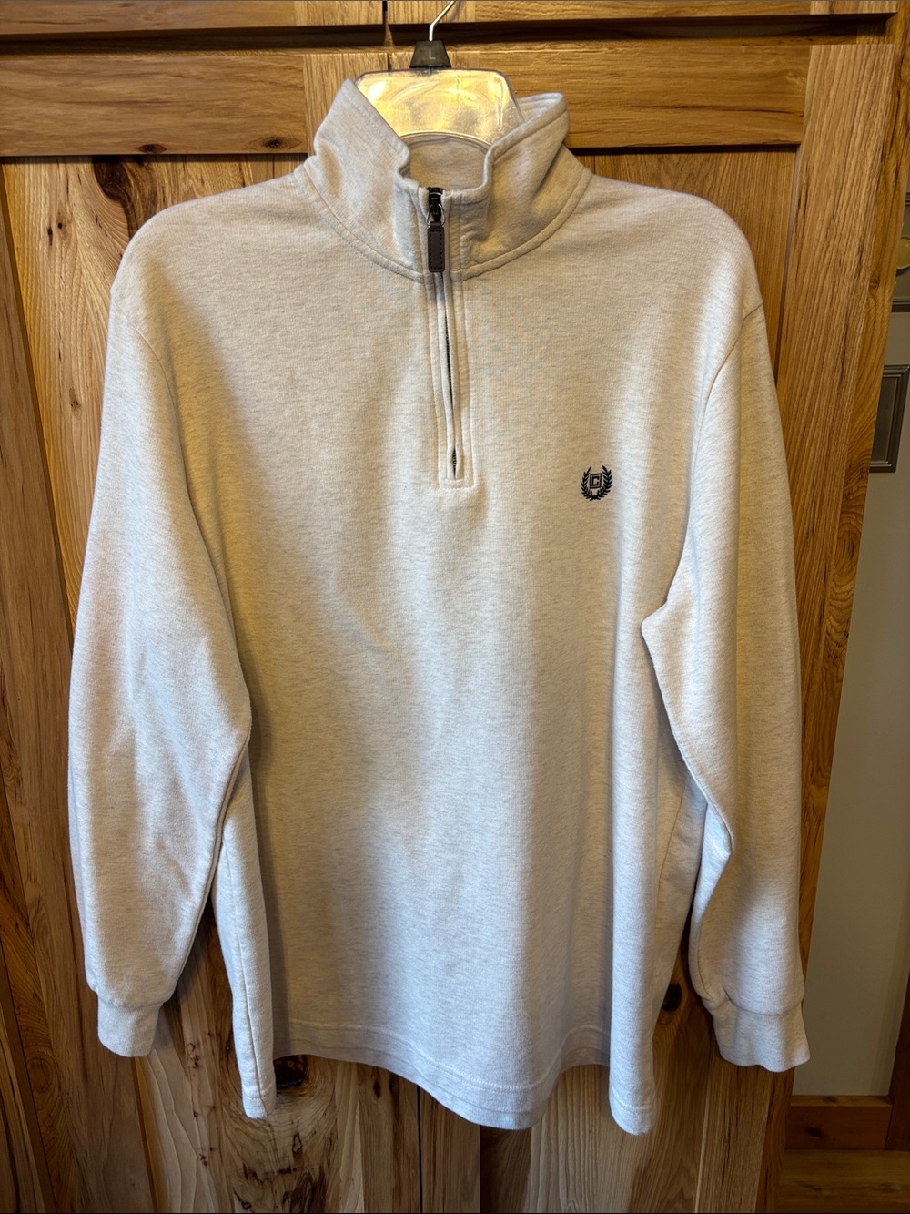 Chaps Men's Cream Colored Quarter-Zip Mock Neck Sweater